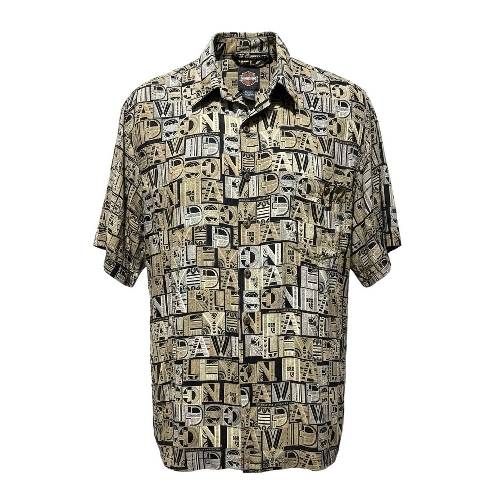 Harley-Davidson Graphic Print Button Up Shirt 2XL Abstract Short Sleeve